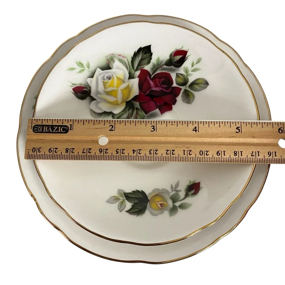 Royal Stafford Roses Tea Cup Saucer Salad Plate Floral Bone‎ China England
